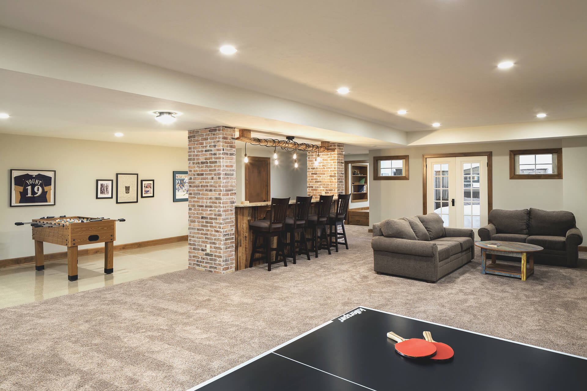 Genesee Lake Farmhouse lower level game room